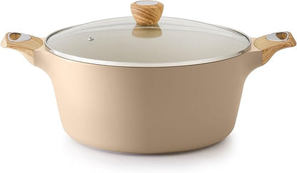 SENSARTE Ceramic Nonstick Stock Pot with Lid, 2.6/4.5/6.6/8.5 QT Soup Pot Casserole Pot, Non-toxic Healthy Pasta Pot, Large Cooking Pot Stew Pot, Induction Compatible, PFOA PFAS PTFE Free, Taupe by SENSARTE