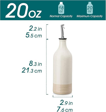 vancasso 20 Oz Ceramic Olive Oil Dispenser Bottle, Bottle Dispenser with Spout and Funnel for Kitchen,Suitable for Oil, Vinegar, Coffee Syrups & Other Liquids，Cream - Image 2