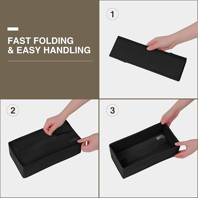 DIMJ Drawer Organizers - Set of 4 Foldable Closet Dividers for Baby Clothes, Socks, Belt, Tie (Black) - Image 7