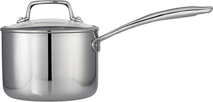 Tramontina Tri-Ply Clad Stainless Steel 2-Quart Small Sauce Pan with Glass Lid, Induction-Ready, Dishwasher-Safe, NSF-Certified - Image 2