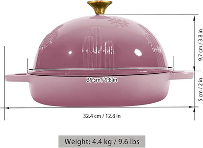 Flavehc Bread Oven Cast Iron Bread Dutch Oven with Cloche Lid for Bread Baking BerryPink Enameled Cast Iron Bread Oven with Dome Lid for Sourdough 5 qt - Image 5