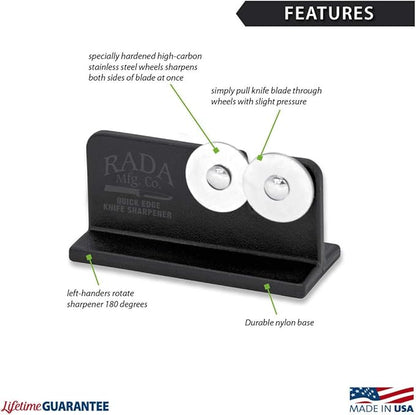 Rada Cutlery Quick Edge Knife Sharpener (R119), 3.5" x 2", Stainless Steel Wheels - Image 5