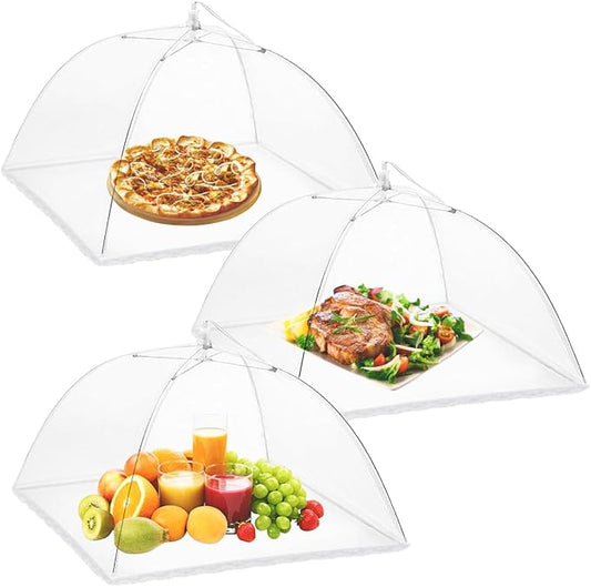 Onarway Food Covers for Outside Mesh: 3 Pack 14 Inch Pop Up Fine Fly Net for Fruit - Collapsible Screen Umbrella Food Tent for Outdoor Picnic Party BBQ by Onarway