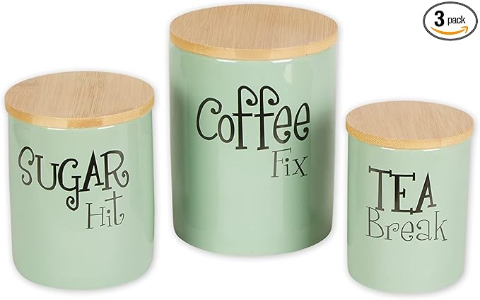 DII Kitchen Accessories Retro Collection Ceramics, Canister Set, Jadeite, 3 Piece by DII