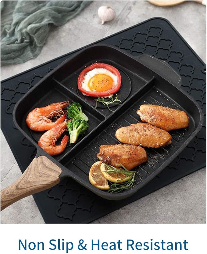 AMOAMI-Dish Drying Mats for Kitchen Counter-Silicone Dish Drying Mat-Kitchen Dish Drying Pad Heat Resistant Mat-Kitchen Gadgets Kitchen Accessories Kitchen Small Appliances(12" x 16", BLACK) - Image 4