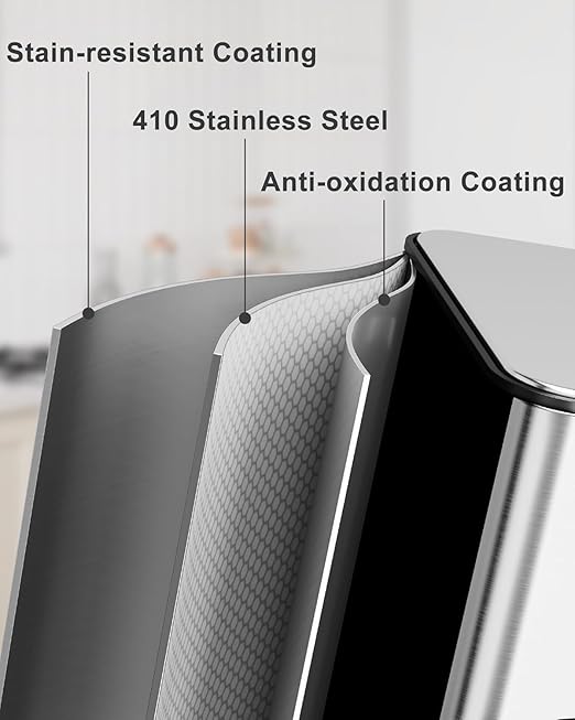 Garvee Trash Can, 15.9 gal Triple Compartments (3X20 L) Stainless Steel Kitchen Trash Can for Recycling, 5+5+5 gal Plastic Inner Buckets, Quiet Close, Brushed, Airtight, Silver - Image 5