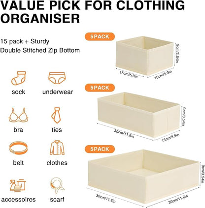 DIMJ Drawer Organizer Clothes 12 Pack - Foldable Baby Organizers and Storage & Dresser Organizer for Bedroom, Closet - Nursery Organization Dresser Dividers for underwear, Sock,Bra, Belt, Tie, Beige - Image 3
