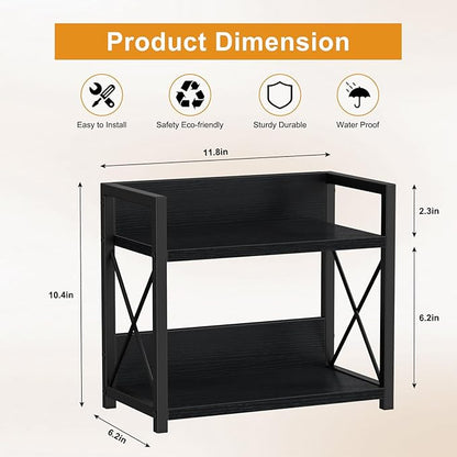 Giikin Kitchen Counter Shelf, 2 Tier Kitchen Spice Rack Organizer for Countertop, Wood Coffee Bar Organizer for Home (Black, S) - Image 2