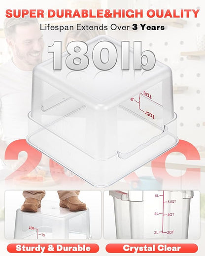 2QT&4QT NSF Food Storage Containers: 8 PCS[Food Grade] [Hot&Cold Resistant] Commercial Clear Square Food Storage Containers with Scales Handles for Home Restaurant Kitchen(BPA FREE) - Image 6