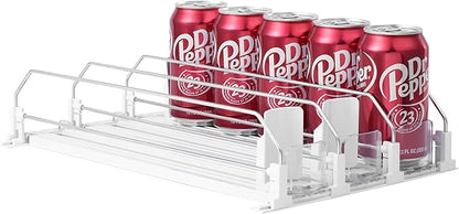 Drink Organizer for Fridge-White Automatic Pusher Glide,12oz 16oz 20oz-Soda Dispenser for Fridge-Holds up to 15 Cans by SZNLZQ