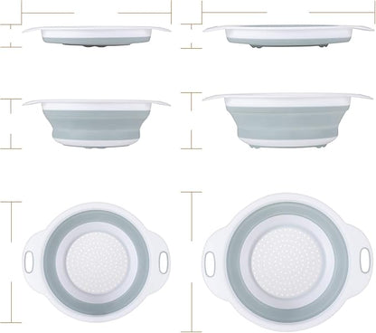 Colander Collapsible, Kitchen Strainer Colander, Collapsible Colander with Extendable Handles for Draining Veggies, Pasta,Fruit, Includes 6, 4 Quart Over the Sink Strainer Folding and 2 Quart Round - Image 7