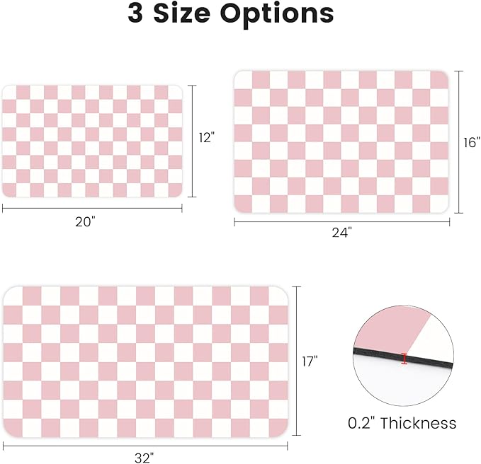 16" x 24" Checkered Dish Drying Mat for Kitchen Counter, Absorbent Coffee Bar Mat for Espresso Machine Coffee Countertops Accessories, Pink - Image 2