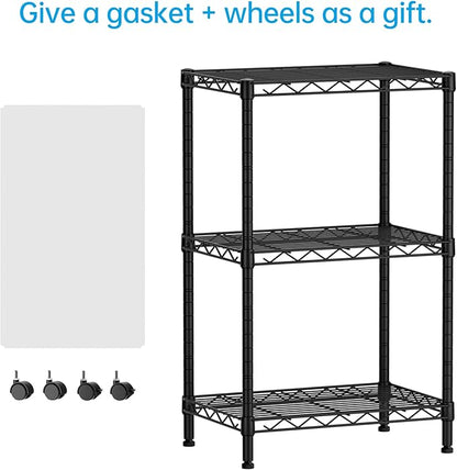 SINGAYE 3 Small Shelves Storage Shelf Wire Shelving Unit Metal Shelf Adjustable Organizers Storage Shelving with Wheels for Bathroom Laundry Room Kitchen Pantry11.5”D x 17.3”W x 30”H Black - Image 4