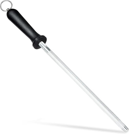 Knife Sharpener Rod, Kitchen Knives Sharpener Carbon Steel Professional Knife Sharpening Steel, Honing Rod with Hanging Holes (13 inches) by FANERFUN