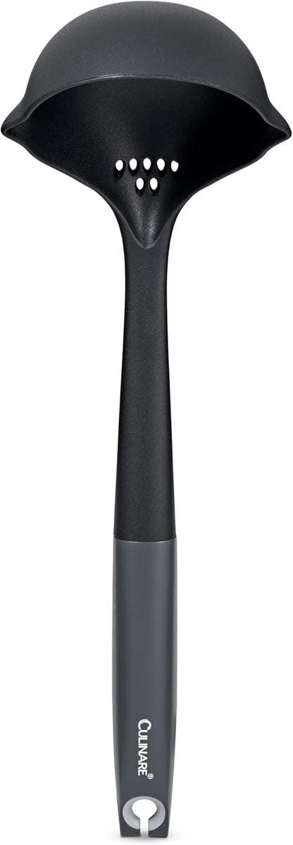 Culinare Soup Ladle with Dual Pouring Spouts & Herb Stripper – Heat-Resistant, Non-Stick Safe Serving Spoon for Soups, Stews & Sauces – Ergonomic Handle, Dishwasher Safe, Easy Storage
