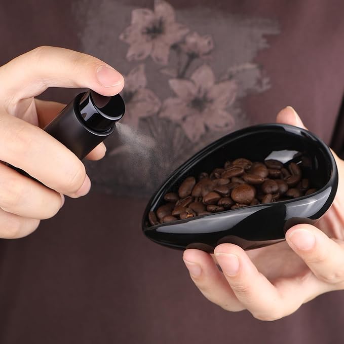 Coffee Bean Dosing Cup and Spray Bottle Set - Ceramic Espresso Accessories Kit, 8ml Static Reducing Sprayer for Camping, Gym, Home Use | Barista-Approved Dosing Tools
