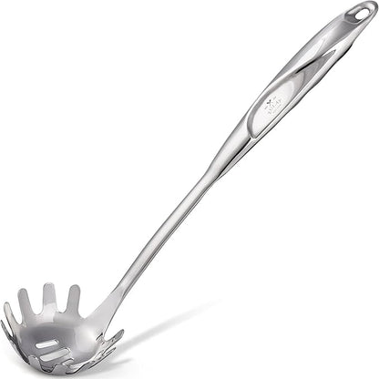 Zulay Kitchen Stainless Steel Spaghetti Spoon - 12” Pasta Spoon with Teeth & Draining Holes - Rust-Resistant Pasta Fork for Noodles & Pasta - Dishwasher Safe Utensil for Everyday Use by ZulayKitchen