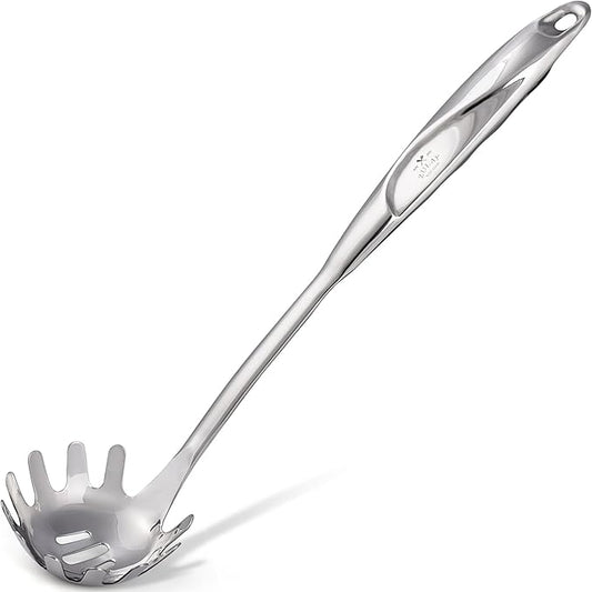 Zulay Kitchen Stainless Steel Spaghetti Spoon - 12” Pasta Spoon with Teeth & Draining Holes - Rust-Resistant Pasta Fork for Noodles & Pasta - Dishwasher Safe Utensil for Everyday Use by ZulayKitchen