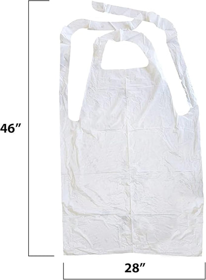 MT Products 2 Mil White Disposable Poly Aprons 46"x28" - Waterproof Plastic Bibs for Cooking, Dishwashing & Art (Bulk) - Image 2