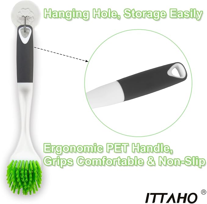 3 Pack Dish Brush,Dish Scrub Brush, Kitchen Scrub Brush for Cleaning Dishes, Double Sided Bristles Scrubber Cleaner for Dishes,Sink,Pots,Pans,Bathroom Shower,Tile,Tubs - Image 4