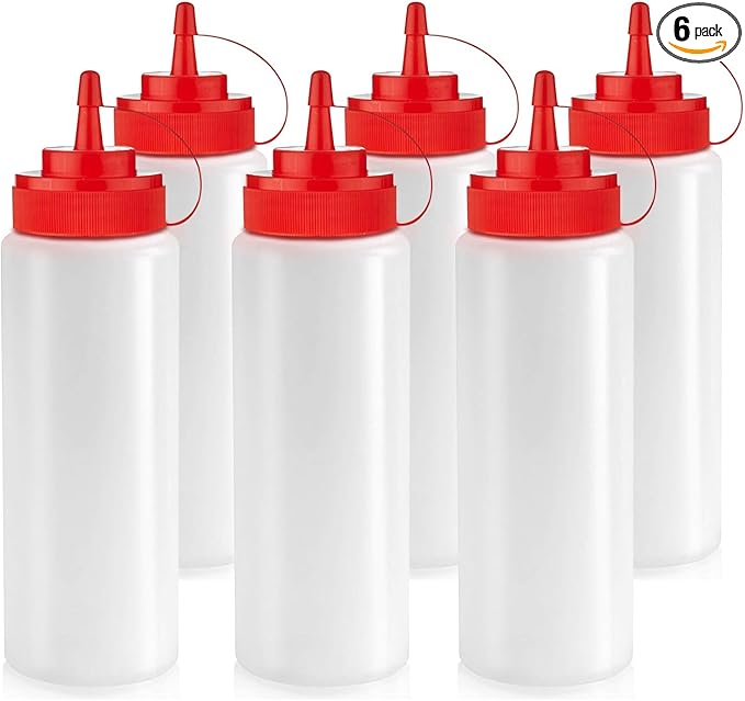 Norcalway 12 oz Condiment Squeeze Bottles for Sauces - Leak Proof - 6 Pack by NorcalwayLLC