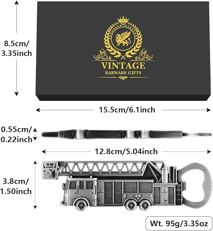 Fire Truck Bottle Opener – Firefighter Gifts for Men, Dad, Grandpa – Silver Fire Truckt-Shaped Bar Accessory with Gift Box – Perfect for Birthday Fathers Day Christmas BBQ Camping