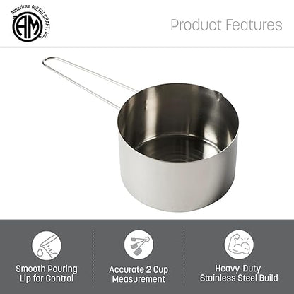 American METALCRAFT, Inc. MCW200 2-Cup Stainless Steel Measuring Cup with Wire Loop Handle, Silver - Image 3