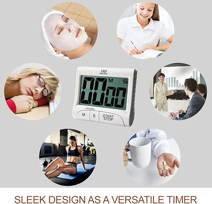 3" Large Display Kitchen Timer - Digital Timer Magnetic Back Loud Alarm On A Rope- White Cooking Timers For Kitchen Teachers Students Games Kids Meetings- Sports Timers For Workouts Exercise - Image 5