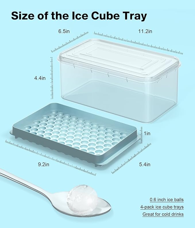 Ice Cube Trays for Freezer - Mini Round Ice Trays for Freezer with Lid and Bin, Small Tiny Crushed Nugget Freezer Trays for Chilling Drinks and Food Fresh - Image 5