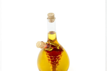 Fox Run Grape Motif Oil and Vinegar Cruet Dispenser Bottle, Clear Borosilicate Glass, Grapes