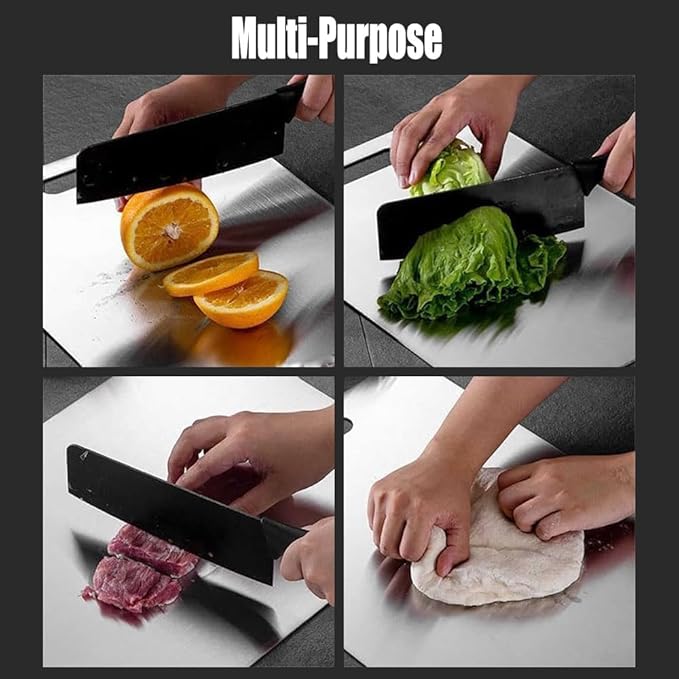 Apex Titanium Cutting Board, Stainless Steel Cutting Board, Titanium Cutting Boards for Kitchen,Double Sided Chopping Board for Cutting Meat Vegetable Fruit(Silver, 15.4 x 11in)