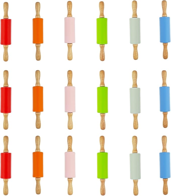 18 Pack Small Rolling Pin for Kids, 9 Inch Kids Rolling Pin for Home Kitchen (6 colors) by Miokun