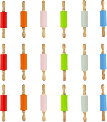 18 Pack Small Rolling Pin for Kids, 9 Inch Kids Rolling Pin for Home Kitchen (6 colors) by Miokun