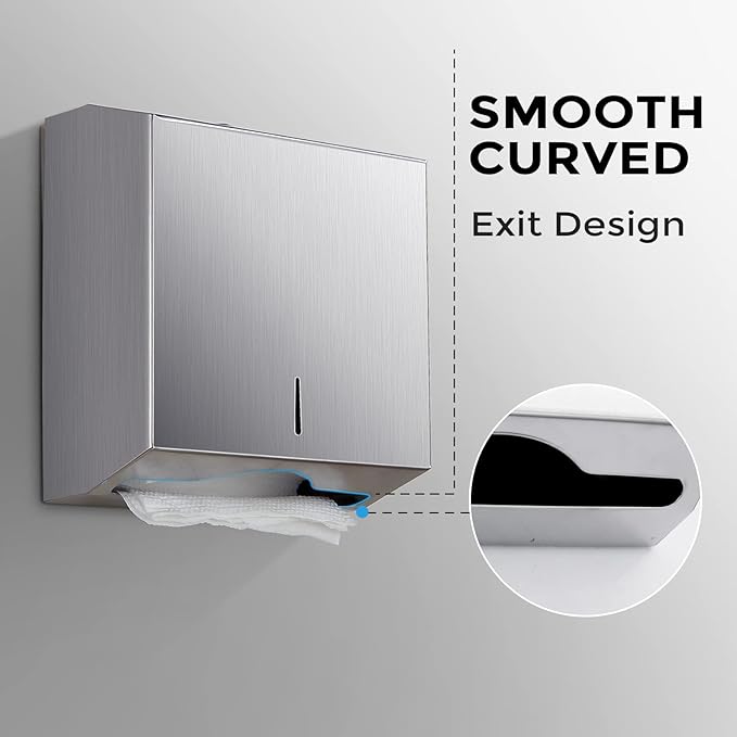 Paper Towel Dispenser Wall Mount - Multifold Trifold Paper Towel Dispensers, Large Capacity Stainless Steel Tissue Holder, Suitable for Bathrooms and Public Places - Image 3