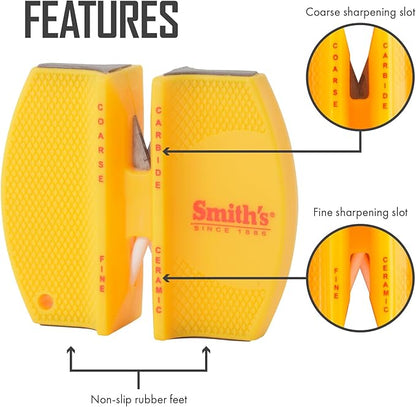 Smith's CCKS 2-Step Knife Sharpener - Yellow - 2-Step Preset Coarse & Fine Slots - Outdoor Handheld Knife Sharpener - Fishing, Hunting, Fillet, Pocket Knives - Compact Plastic Portable Keychain Tool - Image 2