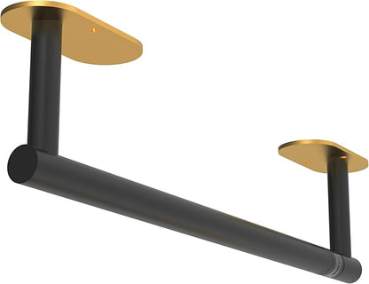 Paper Towel Holder Under Cabinet Black and Gold, Self Adhesive or Wall Mounted SUS304 Stainless Steel Paper Towel Holder for Kitchen, Bathroom, Farmhouse, Barbecue and Laundry (Black&Gold) by WZKALY