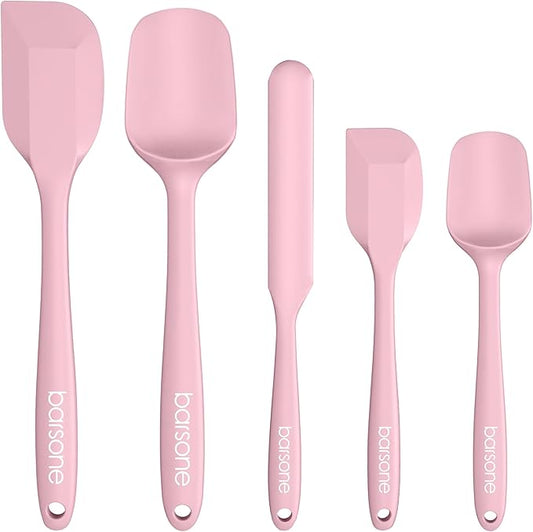 5-Piece Silicone Spatula Set - Heat Resistant 446°F Food Grade BPA Free, Nonstick Cookware Safe Dishwasher Safe Kitchen Tools for Baking, Cooking, Stirring, Multicolor.