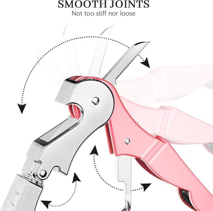HYZ 2-Pack Wine Opener Waiter Corkscrew, Professional Wine Key for Servers, Bartender with Foil Cutter, Manual Wine Bottle Opener Double Hinged (Pink Mesa) - Image 3