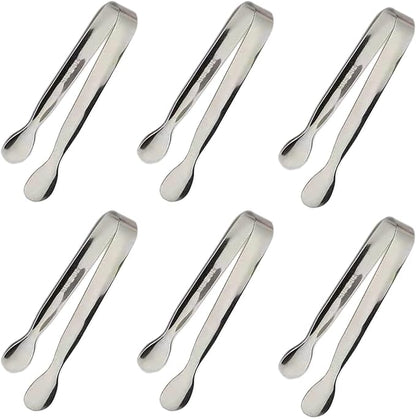 6PCS Ice Tongs Mini Sugar Tongs 4.25Inch Stainless Steel Kitchen Utensils Set,Small Serving Tong and Tiny Kitchen Tong for Appetizers,Tea Party, Coffee Bar, Desserts by Sunenlyst (Silver) by Sunenlyst
