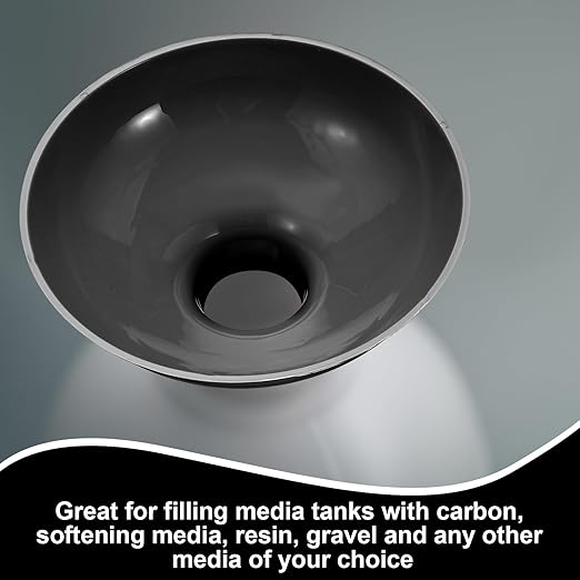 Vesici 2 Pack Extra Large Wide Mouth Funnel Black 2.5" x 10" Multi Purpose Filling Funnel Plastic Reusable for Water Softener Resin Tanks Carbon Media Jar Filling Use