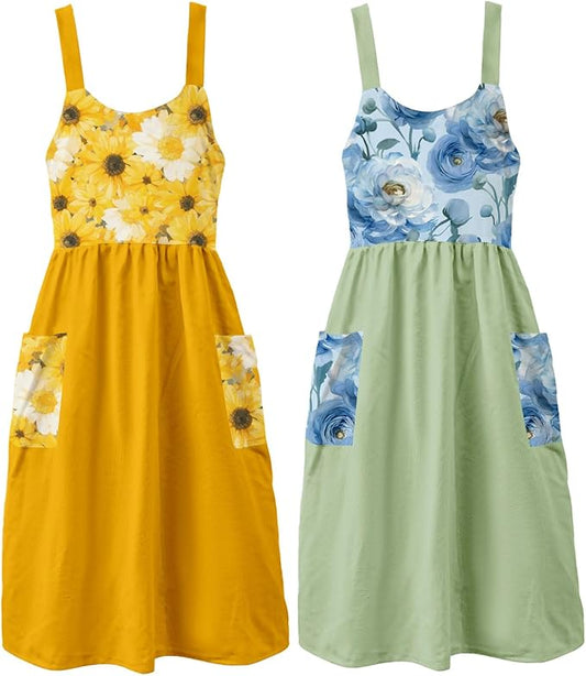 Uaussi Cotton Linen Apron Cross Back Work Apron for Women with Pockets Pinafore Dress X Cross Halter Apron for Chef Gardening by Uaussi