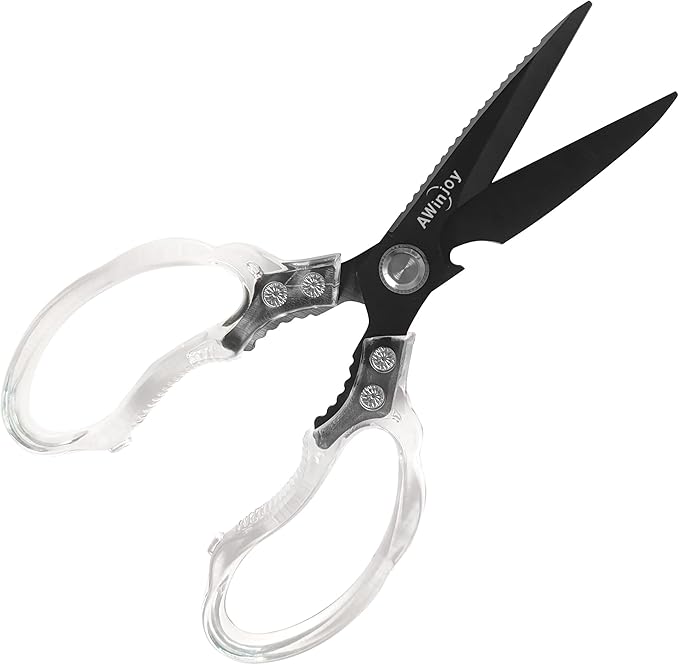 AWinjoy Kitchen Scissors, Heavy Duty Sharp Kitchen Shears, Stainless Steel & Aluminum, Transparent, Serrated Edge, Day Style, 1 Count by AWinjoykitchenshears
