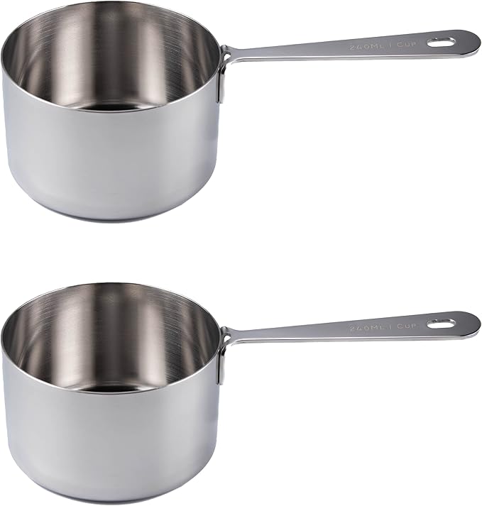 Honey Bear Kitchen 1 Cup 240 ml Measuring Scoop Cups, Polished Stainless Steel (Set of 2) - Image 3