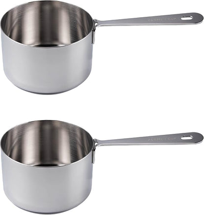 Honey Bear Kitchen 1 Cup 240 ml Measuring Scoop Cups, Polished Stainless Steel (Set of 2) - Image 3