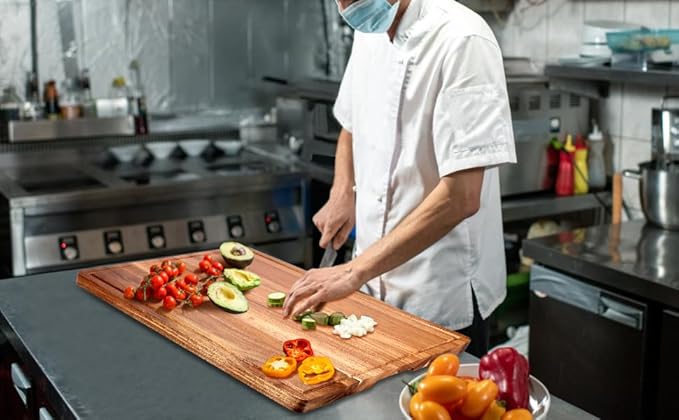 20" XL Extra Large Wooden Cutting Boards for Kitchen Charcuterie Boards Hardwood Solid Chopping Board Big Acacia Wood Cutting Board Meat Serving Cheese Board Thick Butcher Block Turkey Carving Board - Image 3
