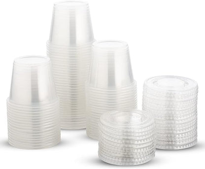 DuraHome Plastic Portion Cups with Lids 4 oz. & 5.5oz. Combo Pack of 150 Leakproof Jello Cup Mini Containers for Salad Dressing Sauce Condiment Snack Souffle and Salsa, Disposable, Interchangeable - Image 5