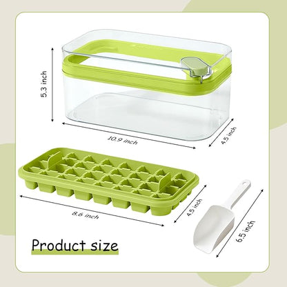 Ice Cube Tray with Lid and Bin, 2 Pack for Freezer, 64 Pcs Ice Cube Mold (Green) - Image 3