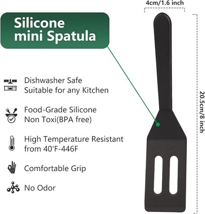 【2 Pack】Kunovo Small Spatula for Nonstick Cookware Mini Spatulas for kitchen Use,Heat-Resistant Silicone Thin Spatula Cooking Baking (Black-2)