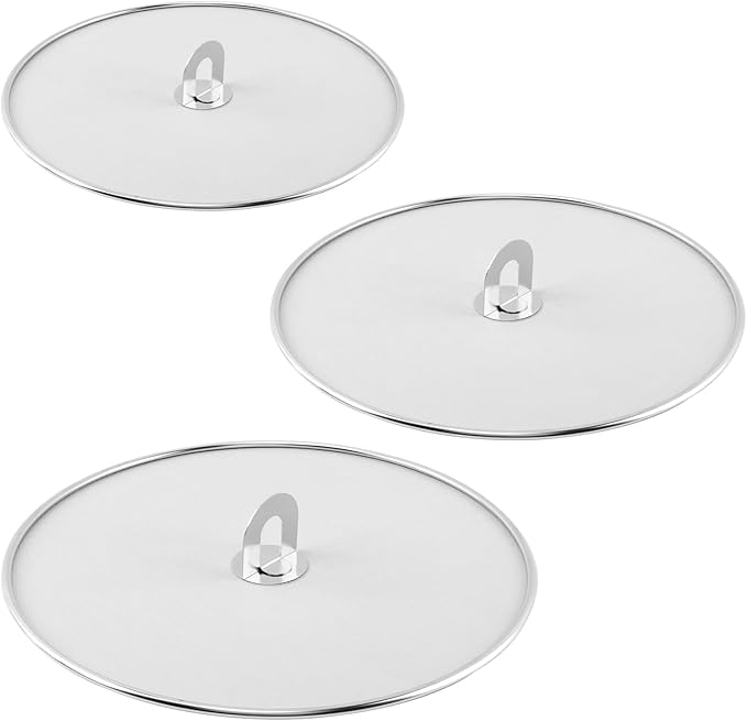 Splatter Screen for Frying Pan, 3 Pack (13/11.5/10 in) Stainless Steel Extra-Fine Mesh Grease Splatter Guard with Fold-Flat Knob, Dishwasher Safe - Image 6