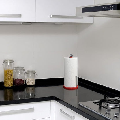 Blue Donuts Paper Towel Holder Countertop with Weighted Base - Easy One-Handed Tear Paper Towel Holder, Modern Paper Towel Holder, Red Paper Towel Dispenser Countertop